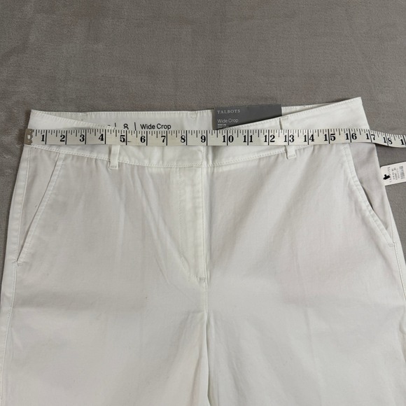 Talbots Wide Crop Pants Womens 8 White Wide Leg Cropped Trousers New - Picture 4 of 7
